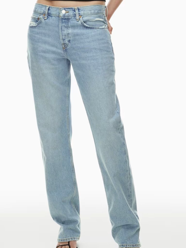 Re/Done The Easy Straight- 28- Ripped Tide- Light Wash- Mid Rise/Straight Leg